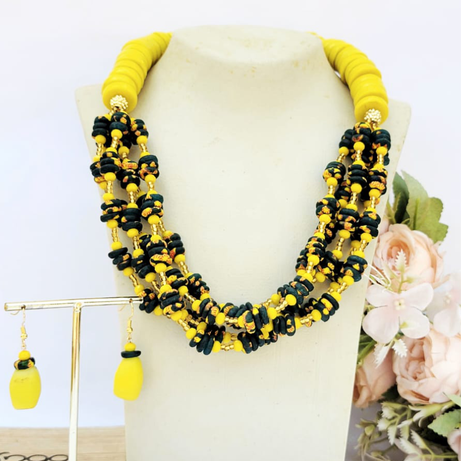 Statement red beaded necklace